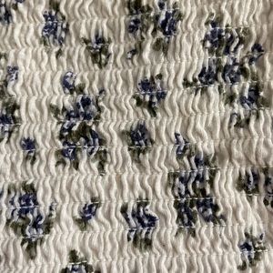 blue and white floral frilled tube top